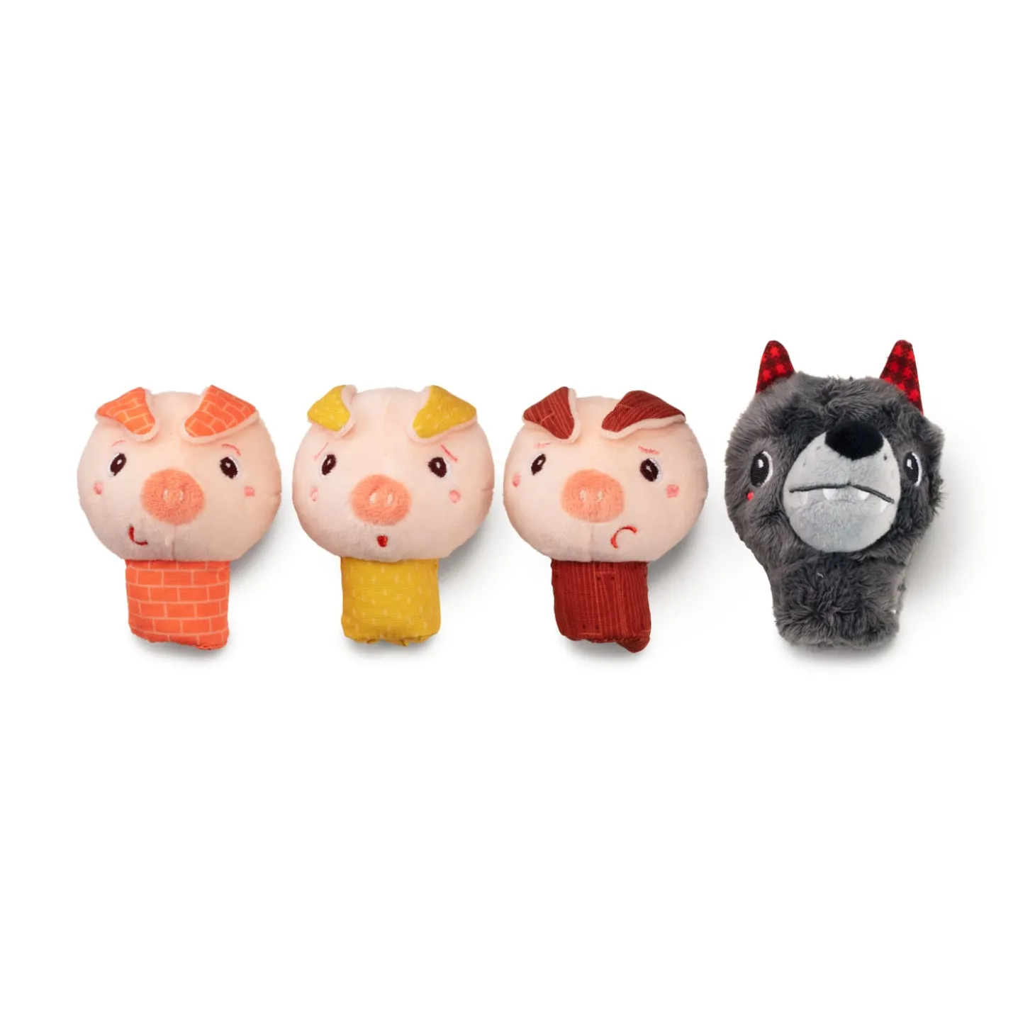 Lilliputiens Marionnettes à doigts le loup et les 3 petits cochons