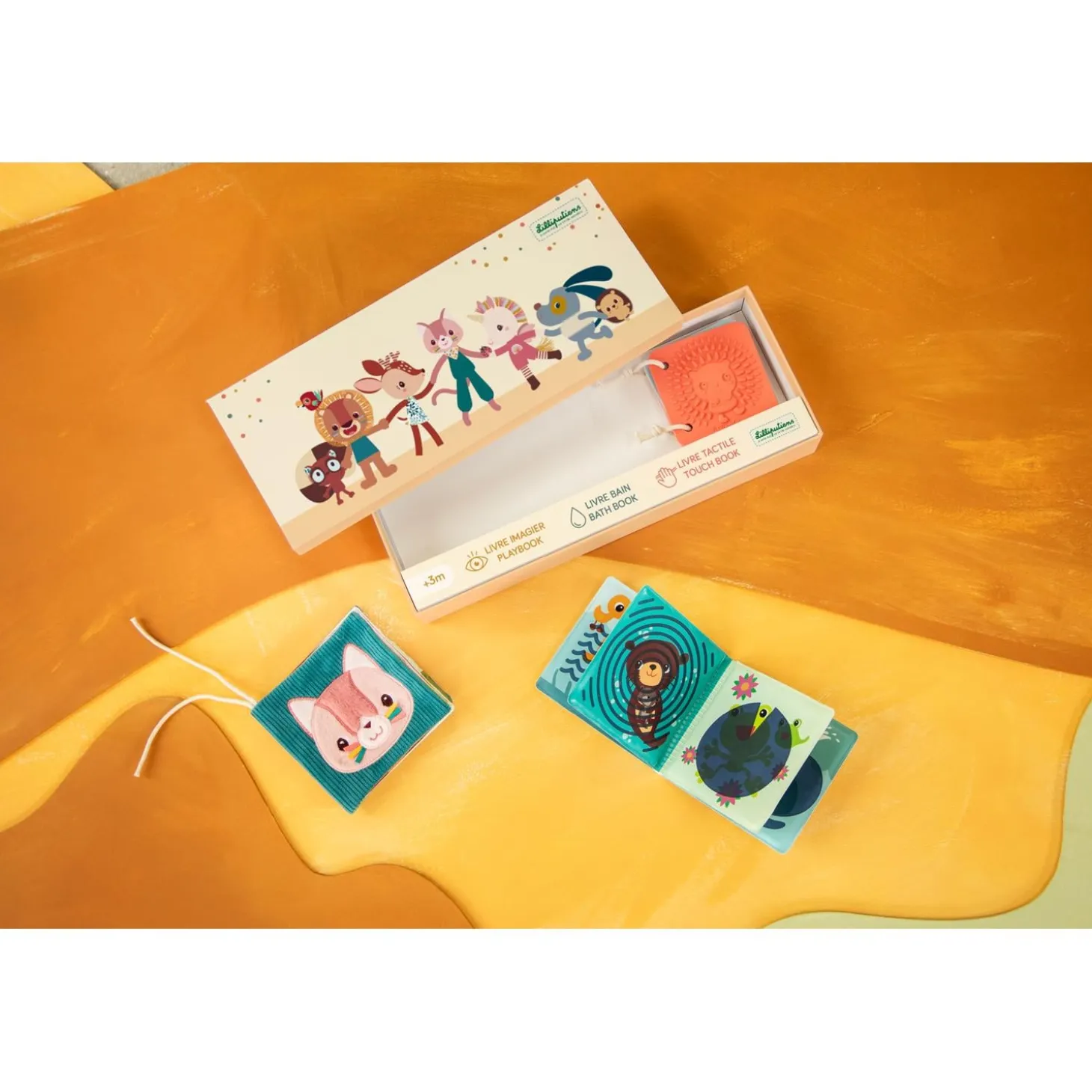 Lilliputiens Set de naissance 3 Livres Sensoriels Jardin Multicolore 03 mois