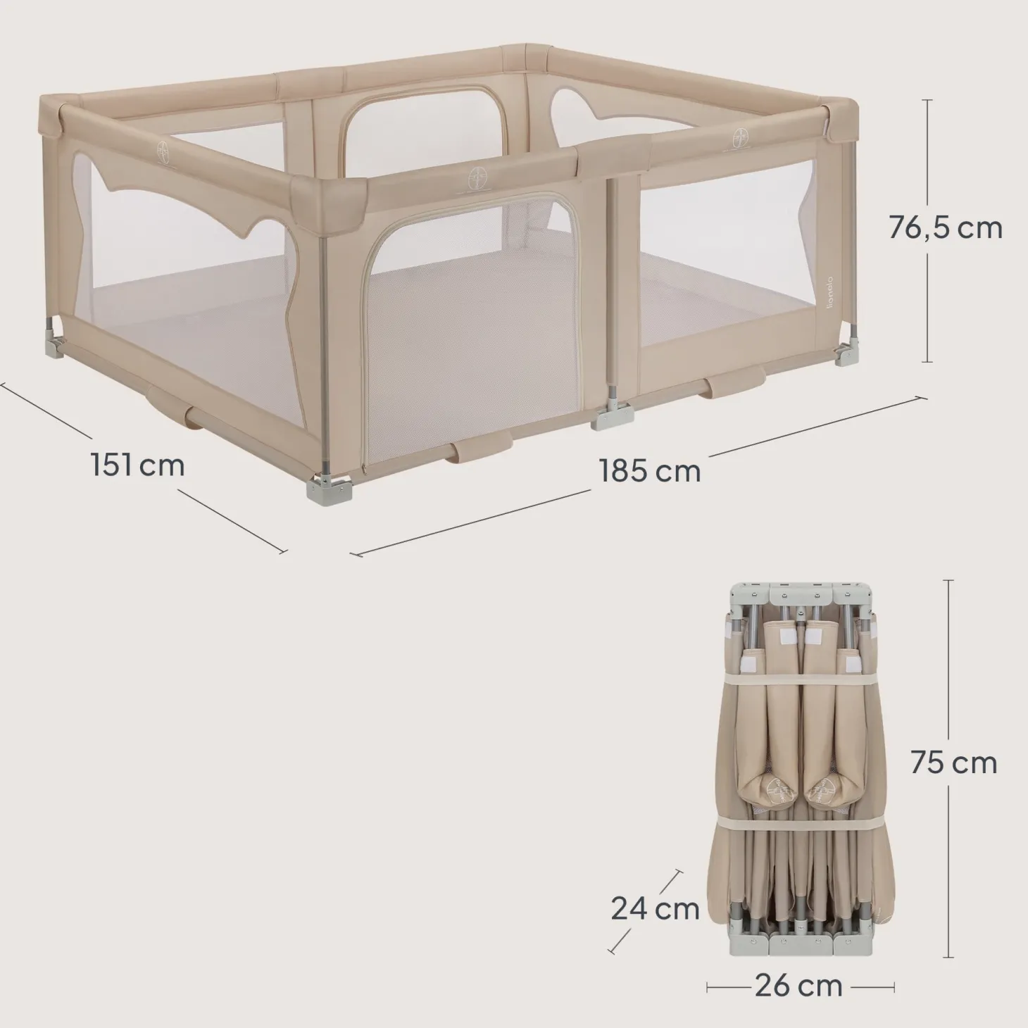 Lionelo Parc bébé Florence Easy Fold Beige Sand du nouveau-né à 4 ans
