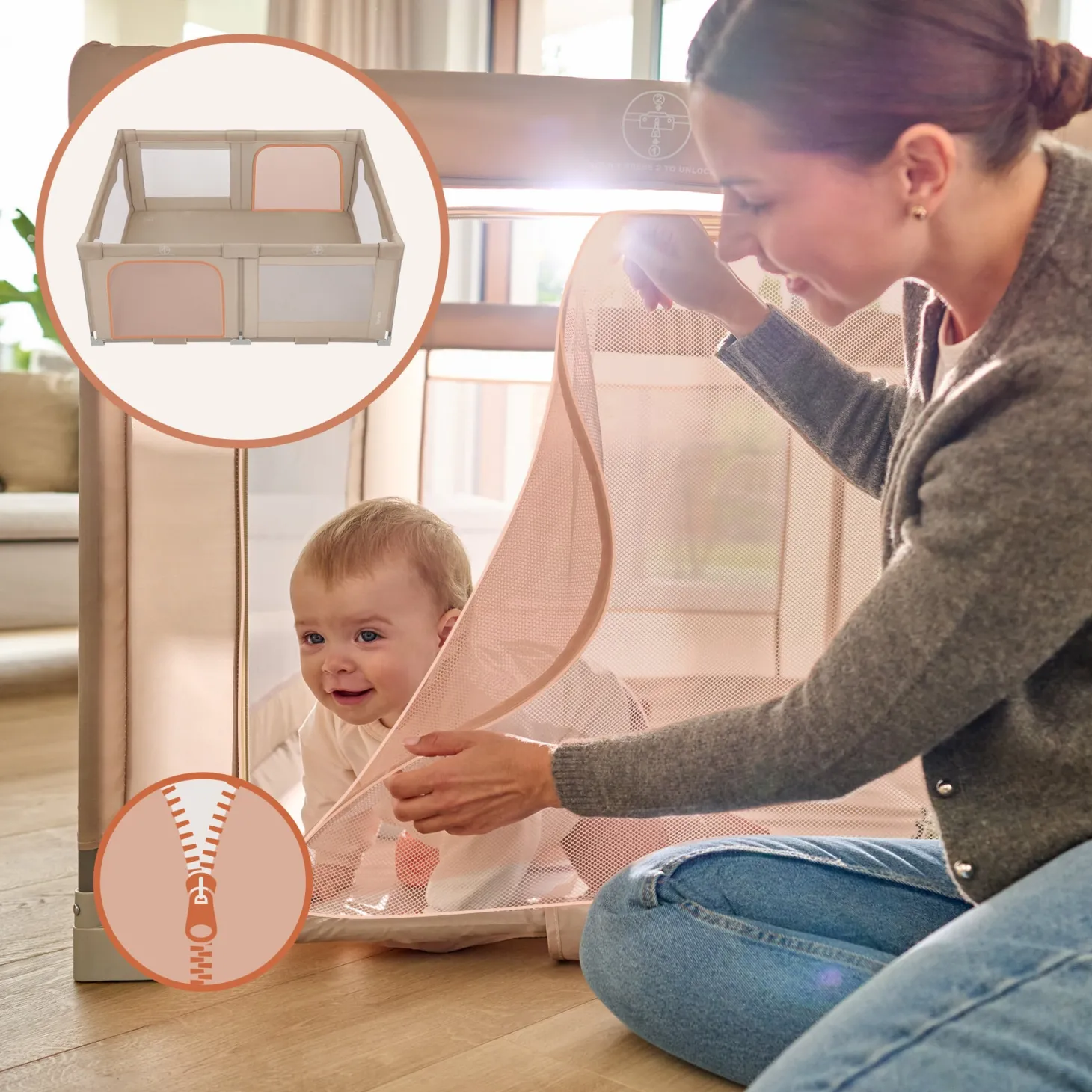 Lionelo Parc bébé Florence Easy Fold Beige Sand du nouveau-né à 4 ans