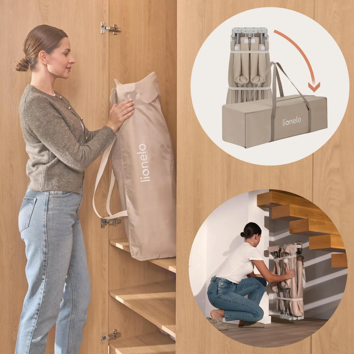 Lionelo Parc bébé Florence Easy Fold Beige Sand du nouveau-né à 4 ans