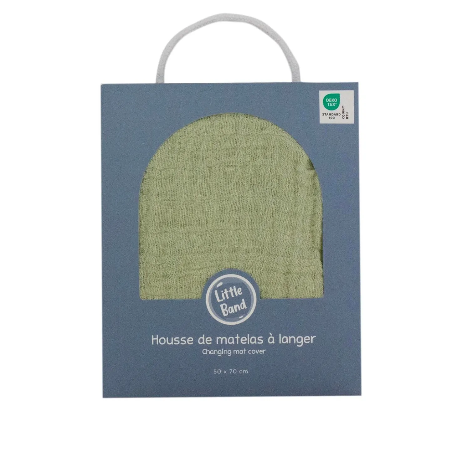 Little Band Housse de Matelas à langer Gaze de Coton Vert Mousse 50x70 cm