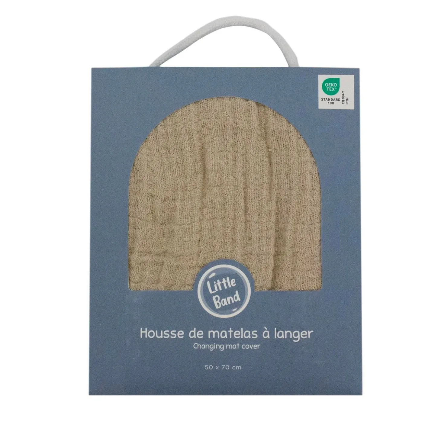 Little Band Housse de Matelas à langer Gaze de Coton Taupe 50x70 cm