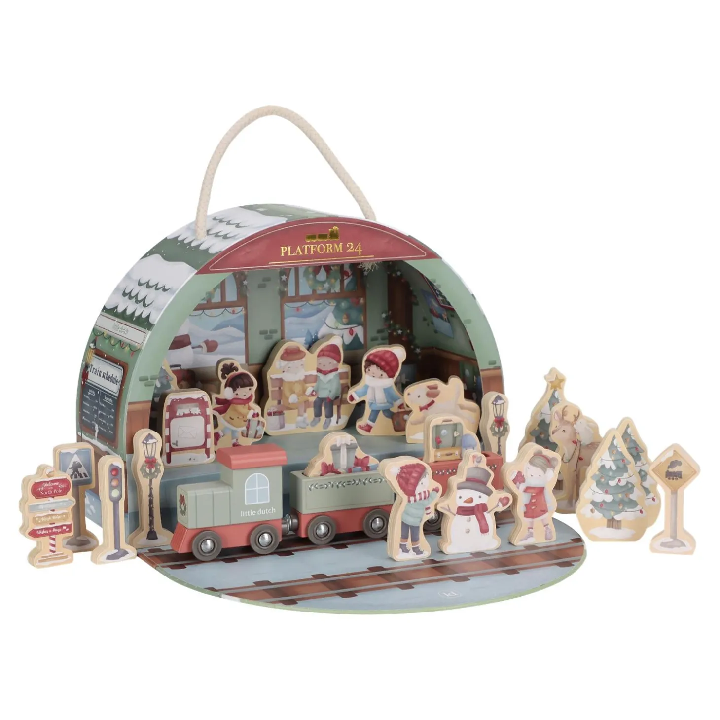 Little Dutch Calendrier de l'avent avec circuit de train FSC Multicolore