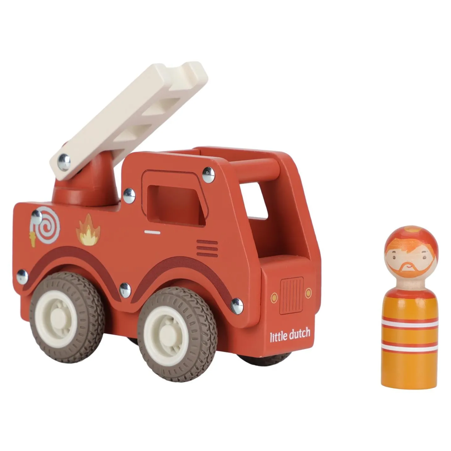 Little Dutch Camion de pompiers 1er âge en bois FSC Multicolore