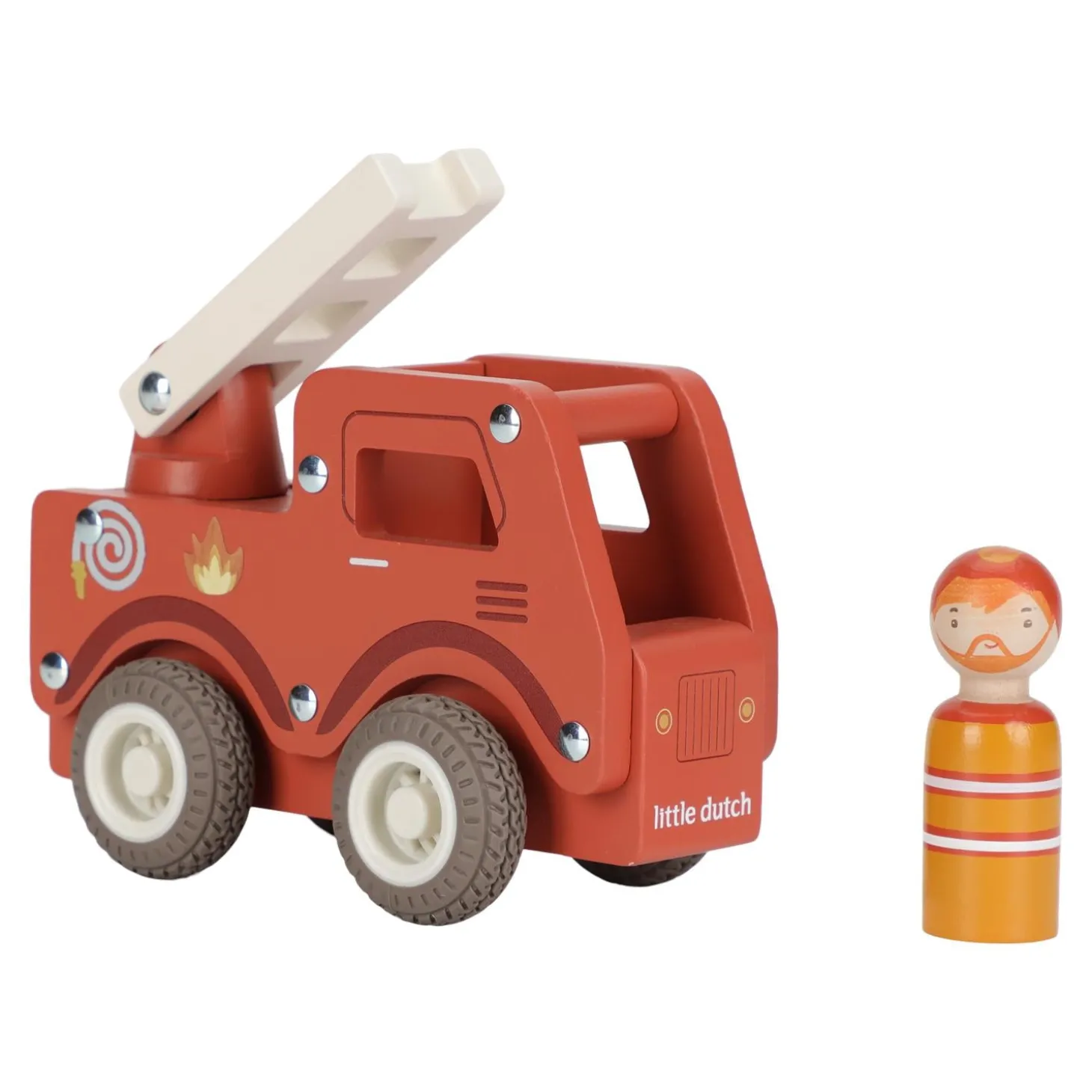 Little Dutch Camion de pompiers 1er âge en bois FSC Multicolore
