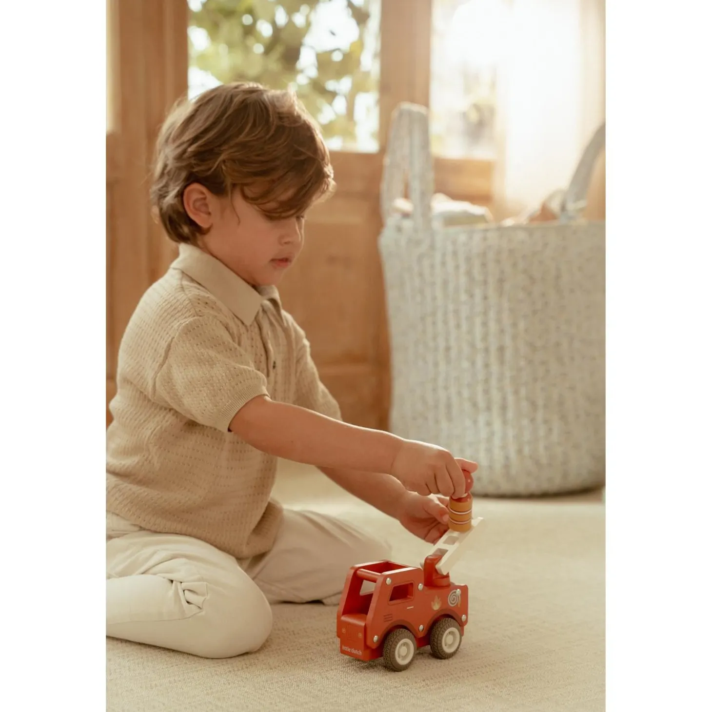 Little Dutch Camion de pompiers 1er âge en bois FSC Multicolore