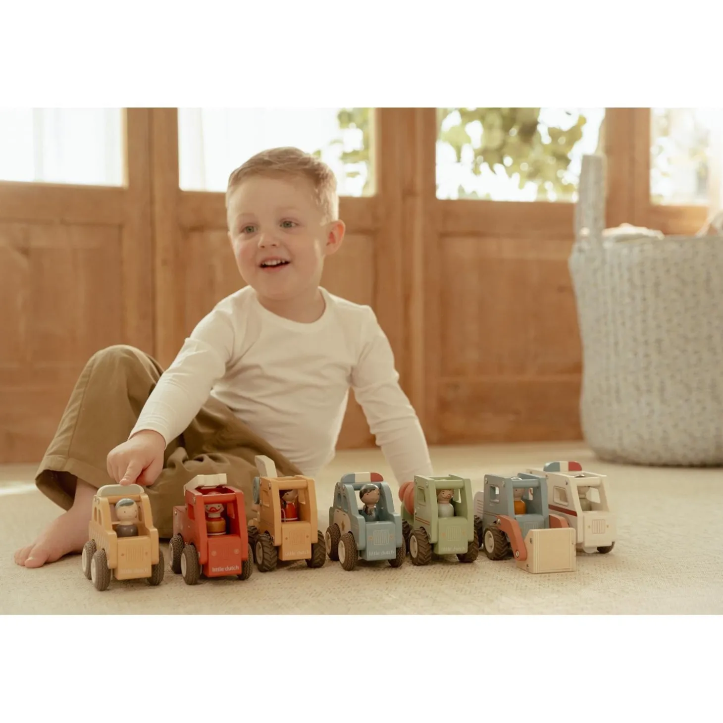 Little Dutch Camion grue en bois FSC Multicolore