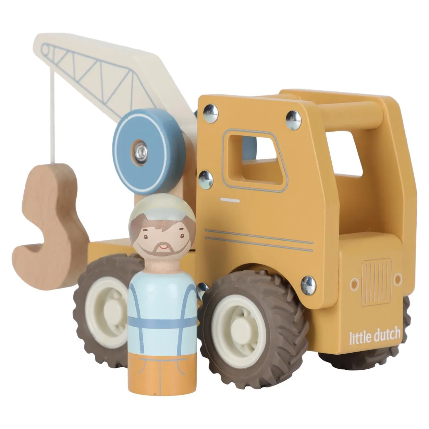 Little Dutch Camion grue en bois FSC Multicolore