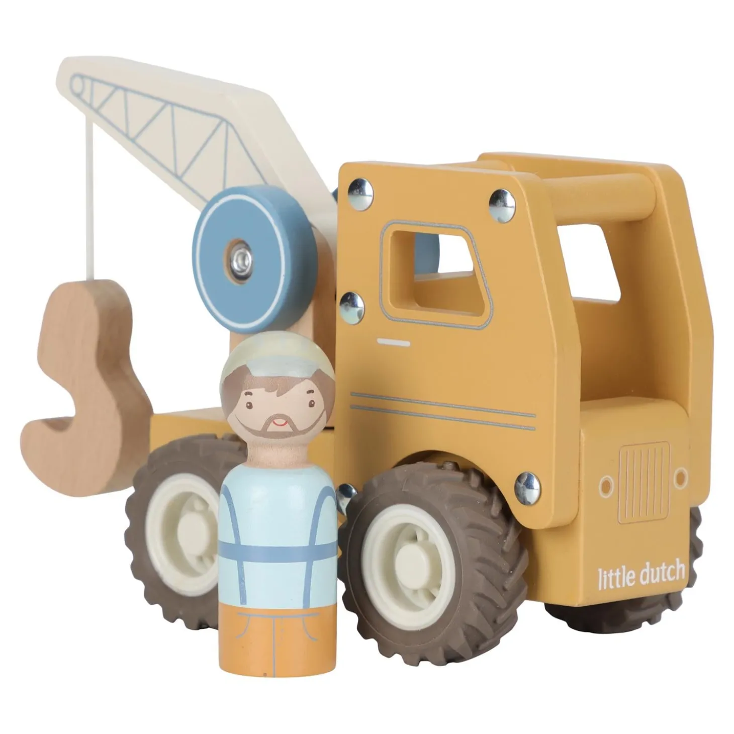 Little Dutch Camion grue en bois FSC Multicolore