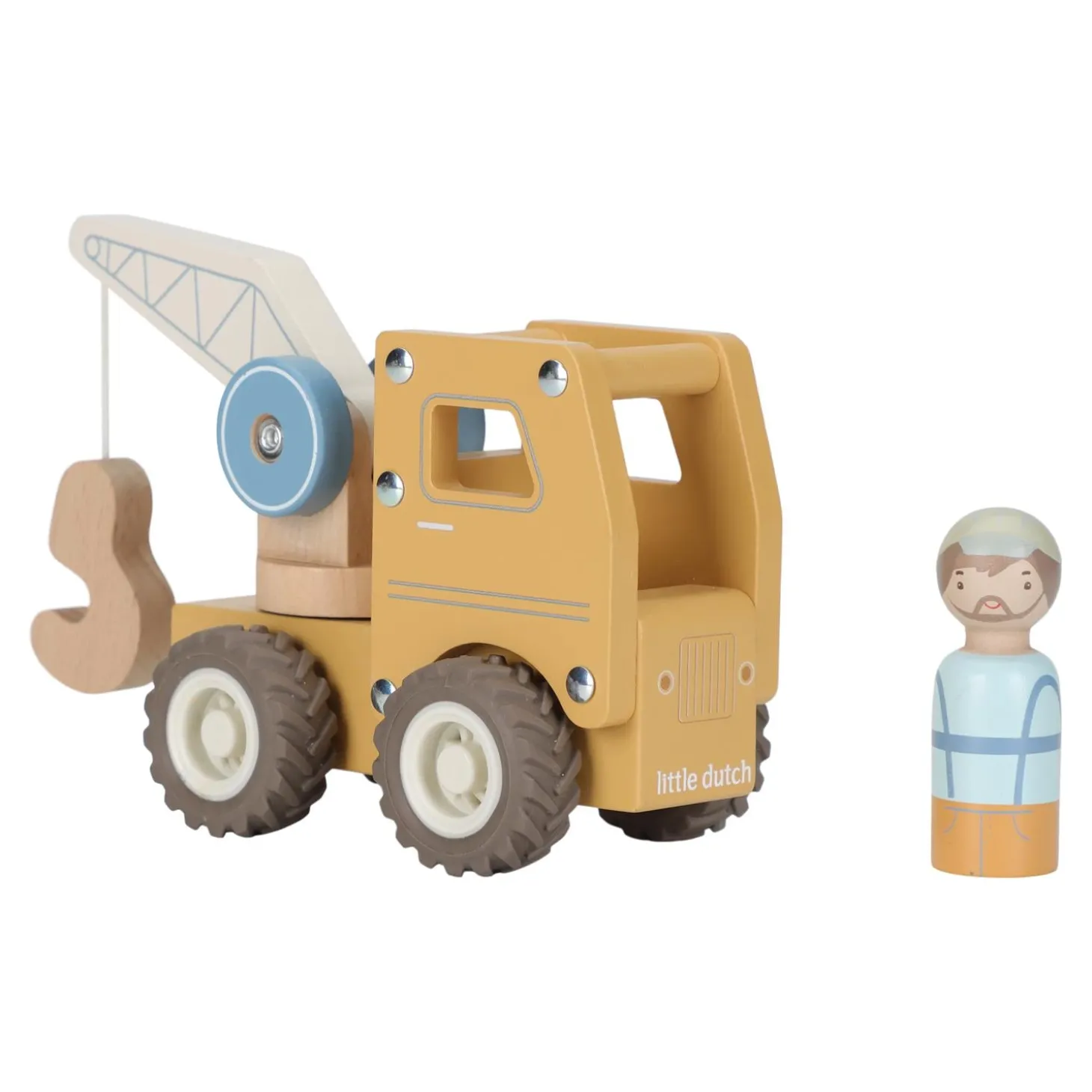 Little Dutch Camion grue en bois FSC Multicolore