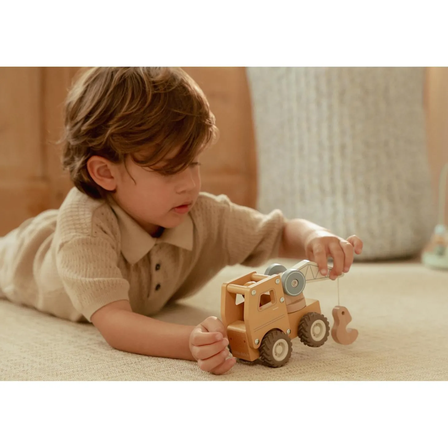 Little Dutch Camion grue en bois FSC Multicolore