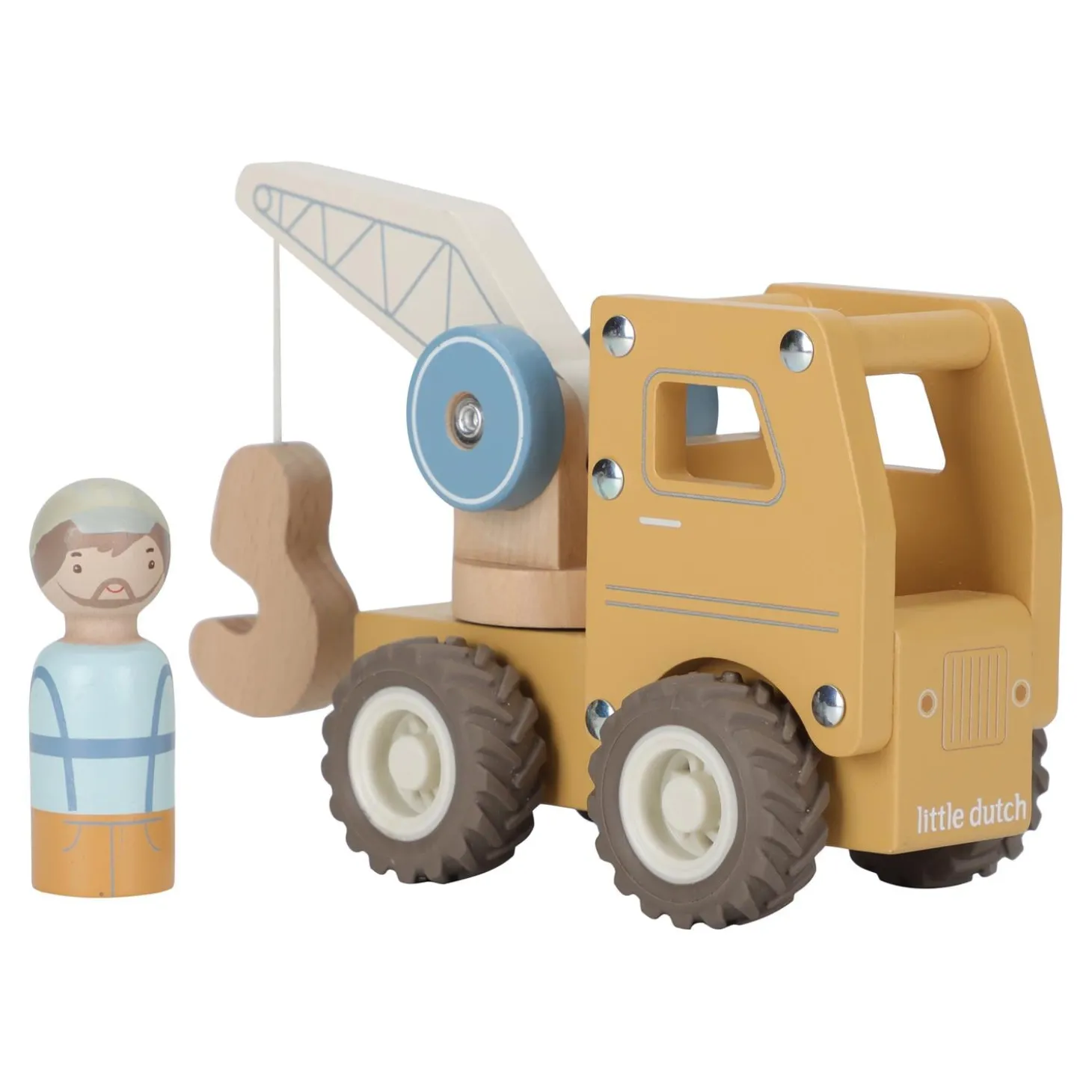 Little Dutch Camion grue en bois FSC Multicolore