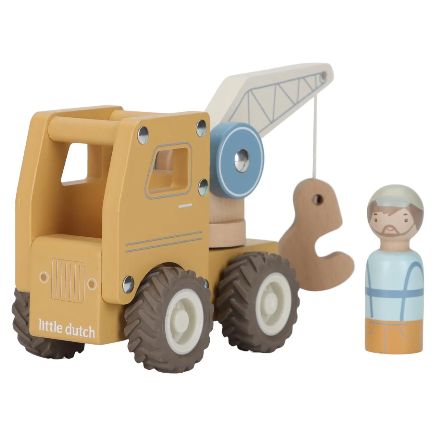 Little Dutch Camion grue en bois FSC Multicolore