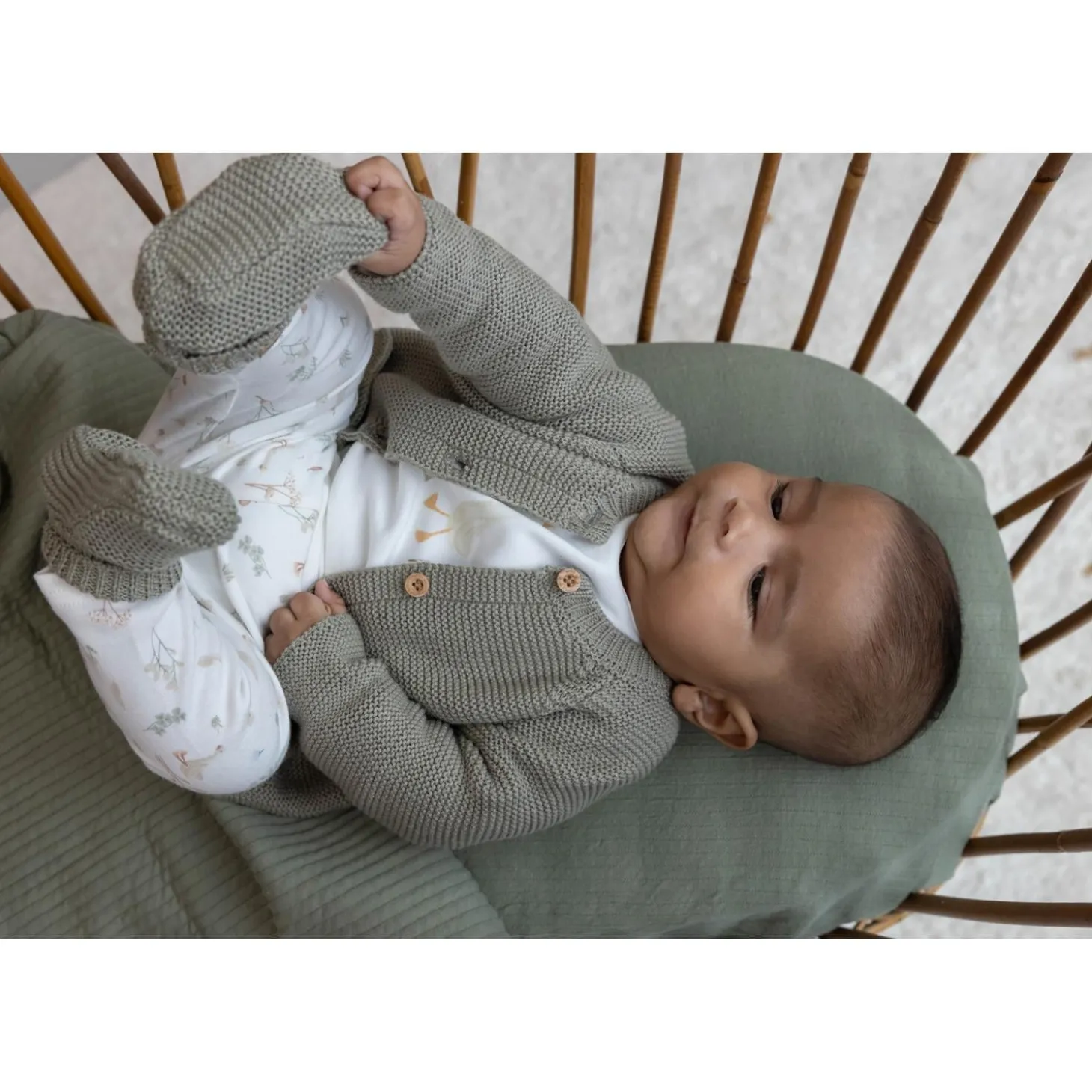 Little Dutch Cardigan en tricot olive 18 mois
