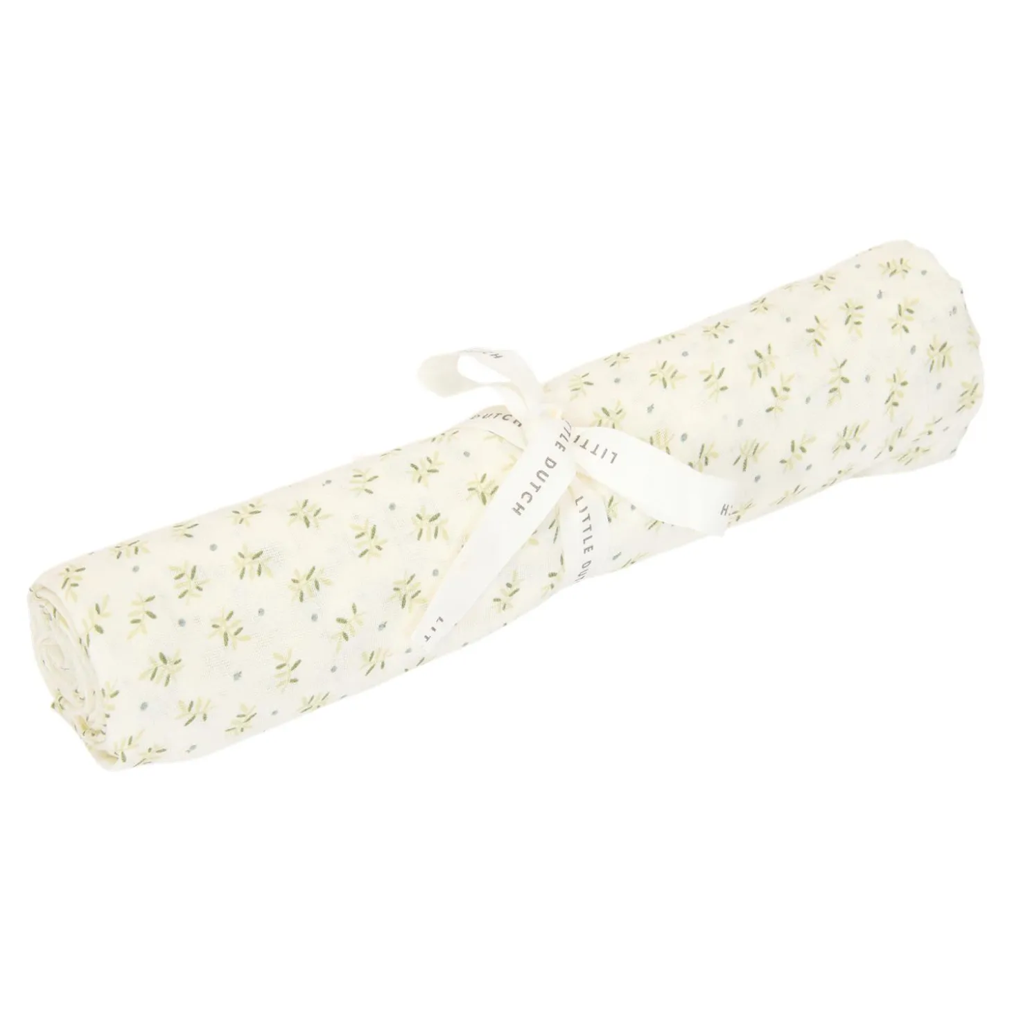 Little Dutch Lange XL en gaze de coton Blueberry Leaves/Pure Sage 120x120 cm