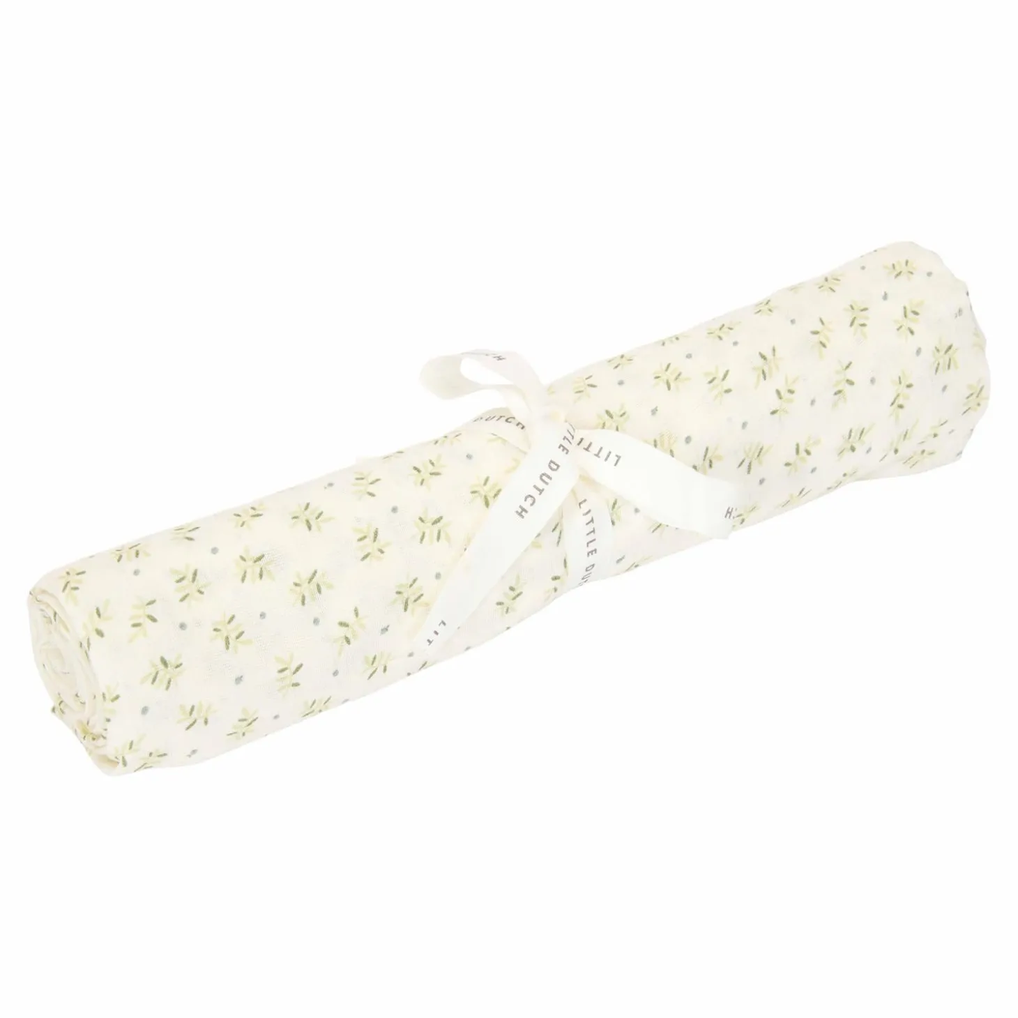 Little Dutch Lange XL en gaze de coton Blueberry Leaves/Pure Sage 120x120 cm