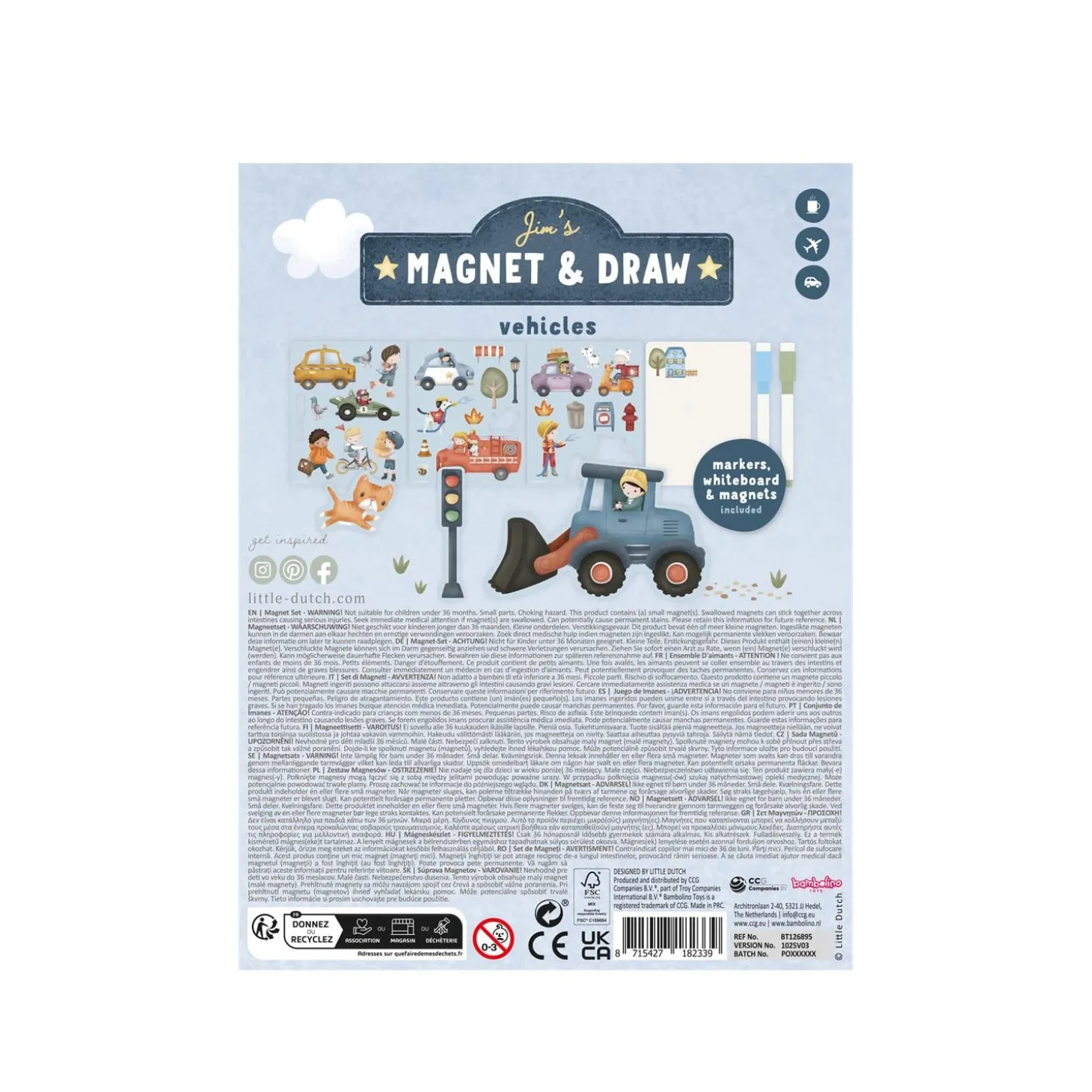 Little Dutch Livre de dessin magnétique Jim Véhicules