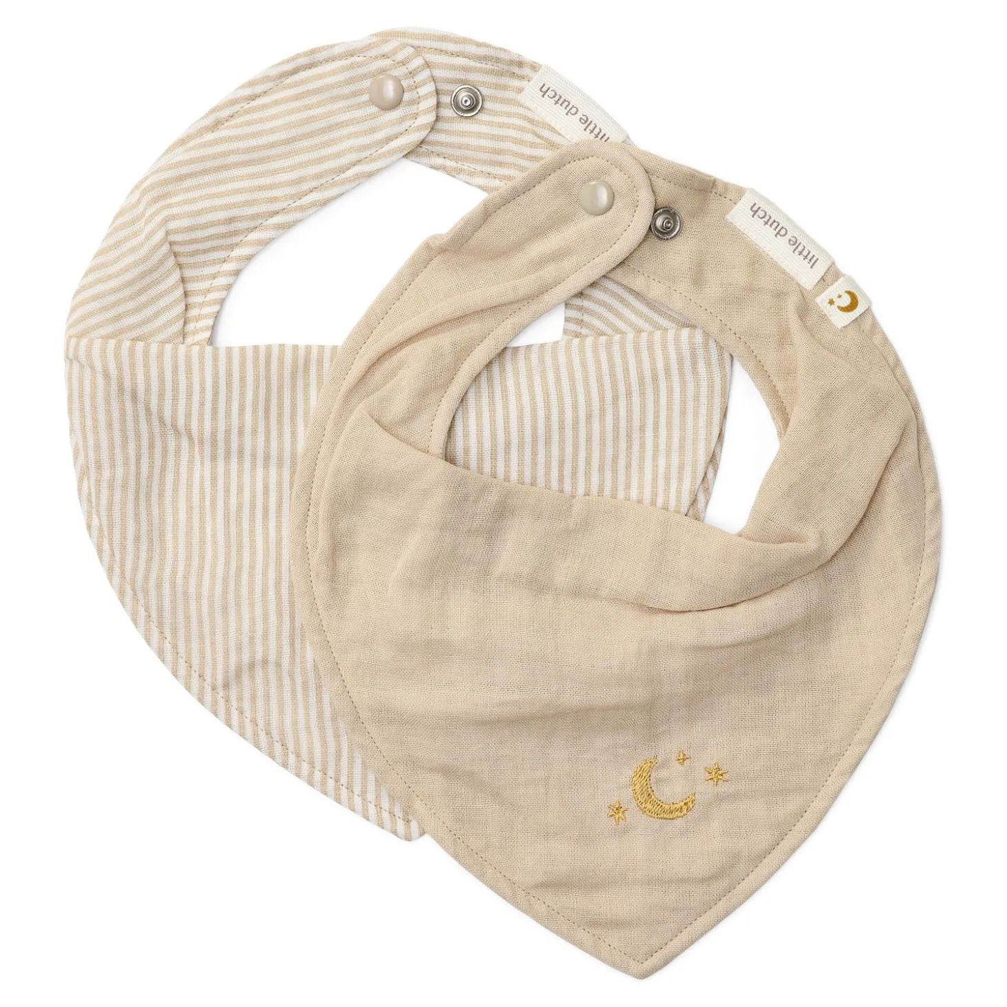 Little Dutch Set de 2 bavoirs bandana Pure Soft Beige