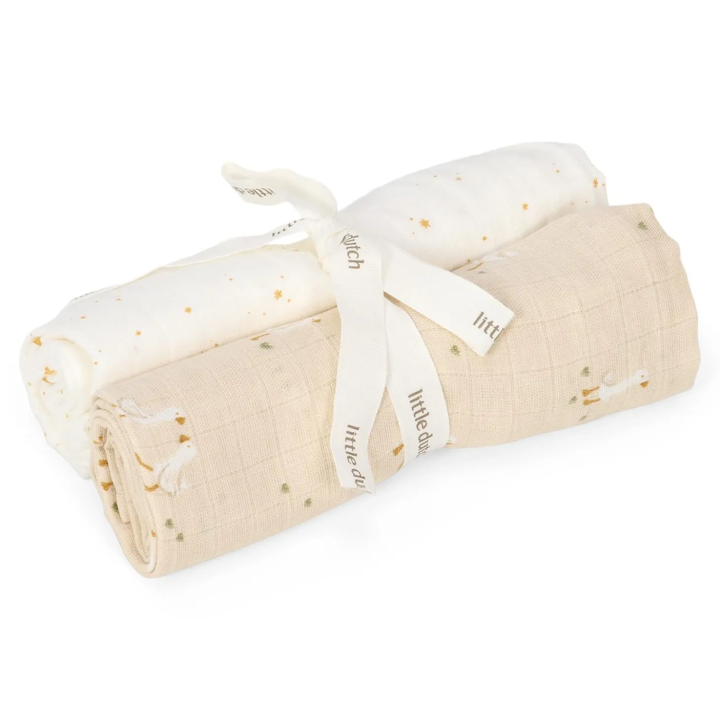 Little Dutch Set de 2 langes en gaze de coton Little Goose 70x70 cm