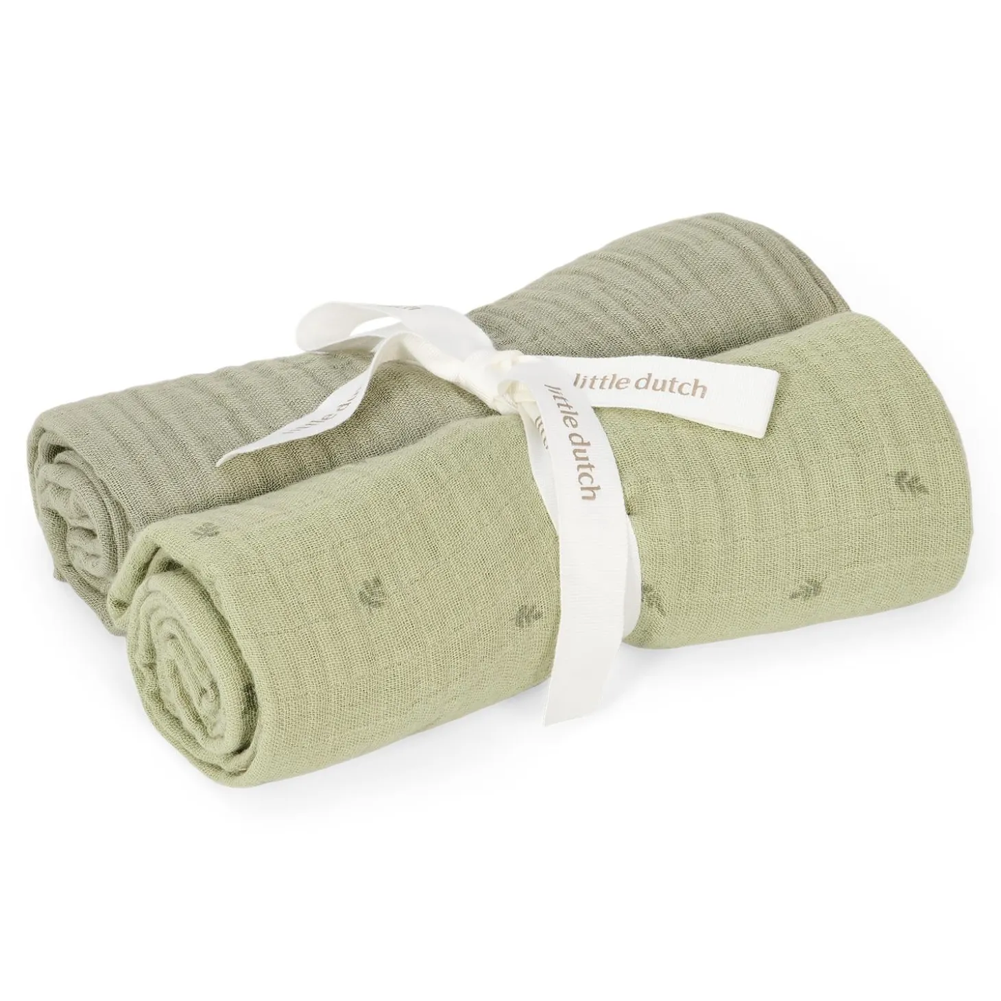 Little Dutch Set de 2 langes en gaze de coton Pure Sage 70x70 cm
