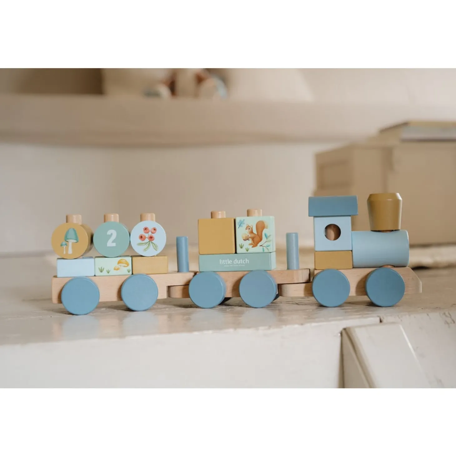 Little Dutch Train à blocs en bois FSC Forest Friends