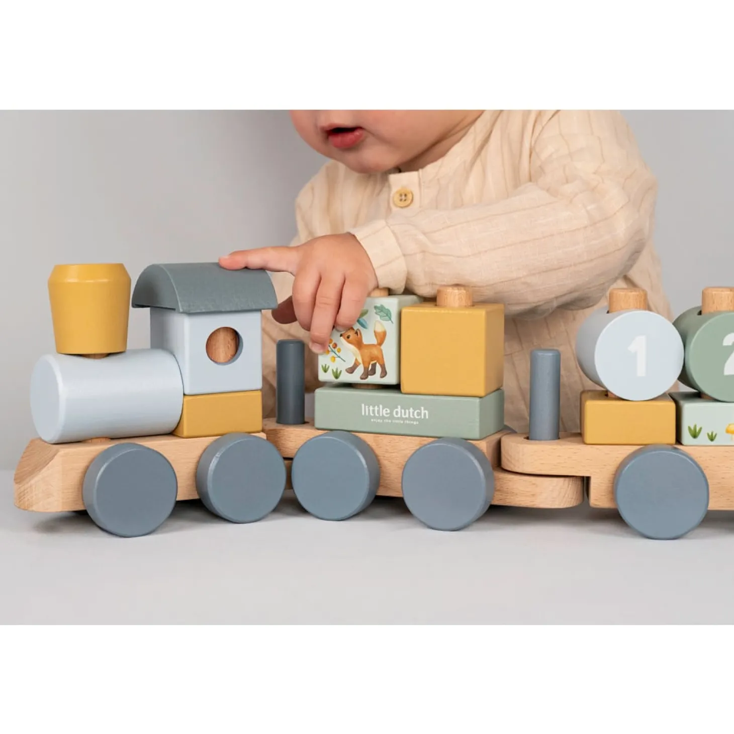 Little Dutch Train à blocs en bois FSC Forest Friends