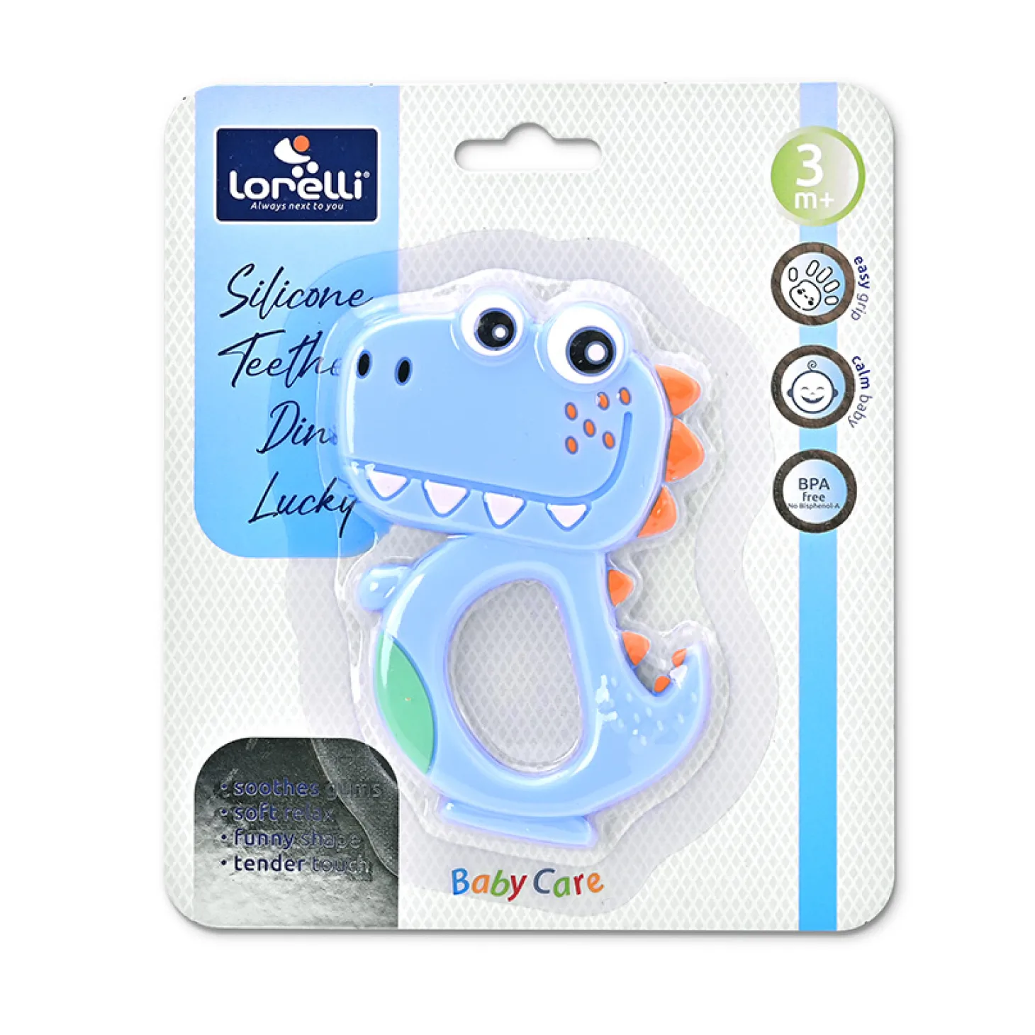 Lorelli Anneau de dentition en silicone Dino Lucky Bleu