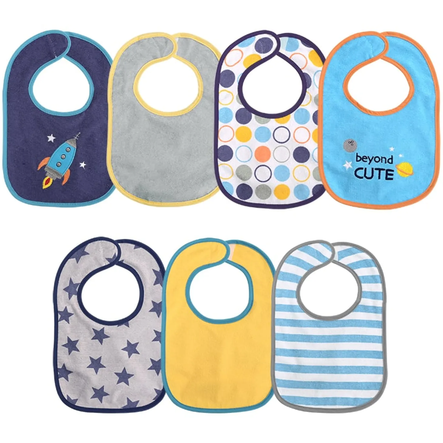 Lorelli Lot de 7 bavoirs avec velcro Garçon Multicolore