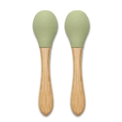 Lorelli Lot de 2 Cuillères Silicones Manche Bambou Vert