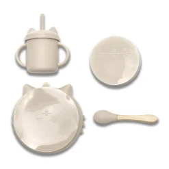 Lorelli                    Set 4 pcs Silicones Avec Bol Assiette Tasse et Cuillère    Beige