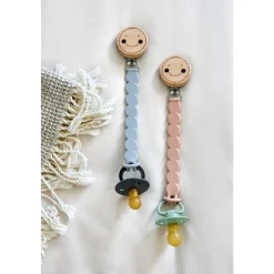 Lässig Attache sucette Bois/Silicone Tiny Smile Bleu Poudré