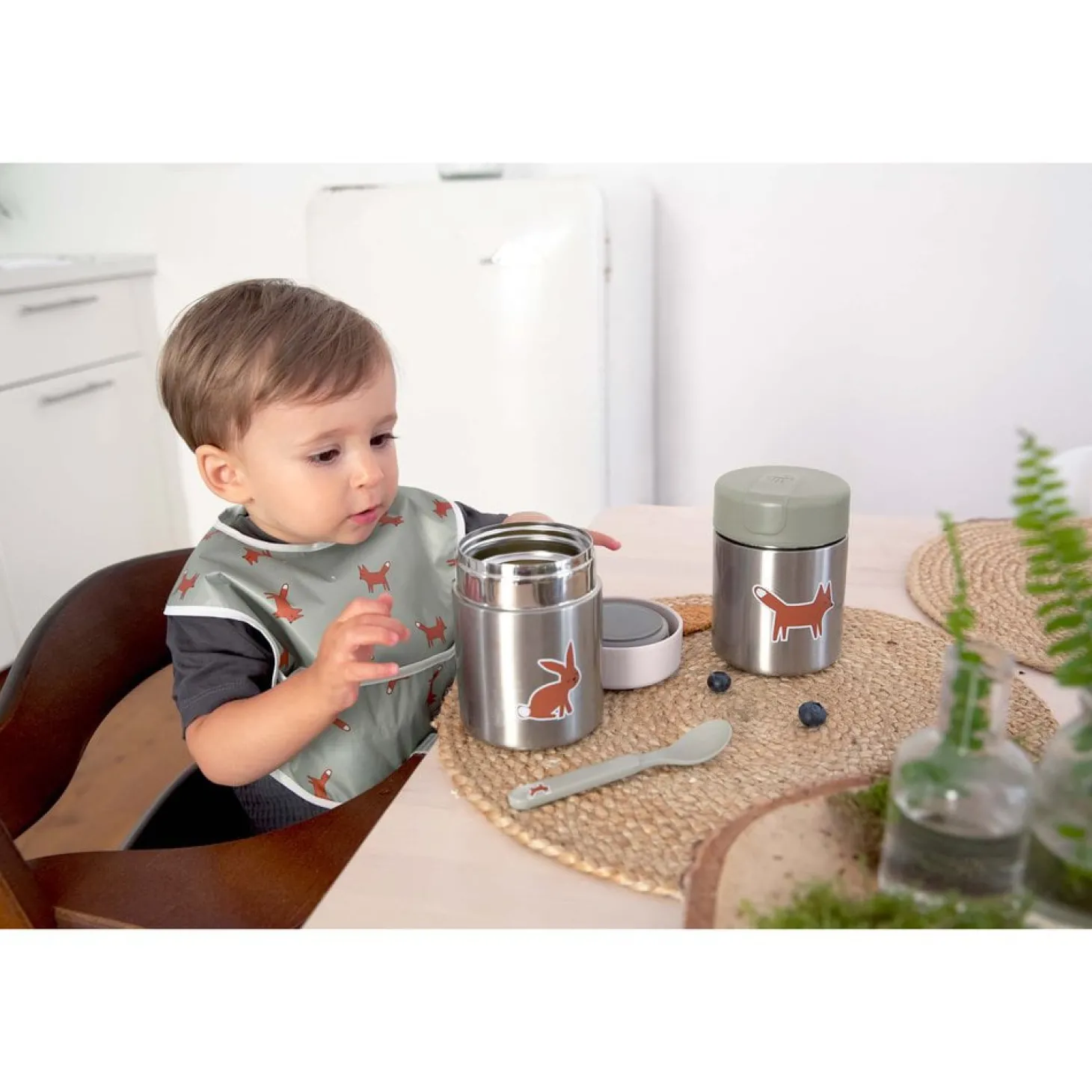 Lässig 2 bavoirs avec poche Little Forest Renard 6-24 mois