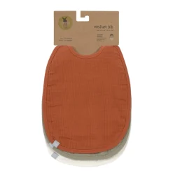Lässig                    3 bavoirs mousseline médium à nouer    Rust/Olive