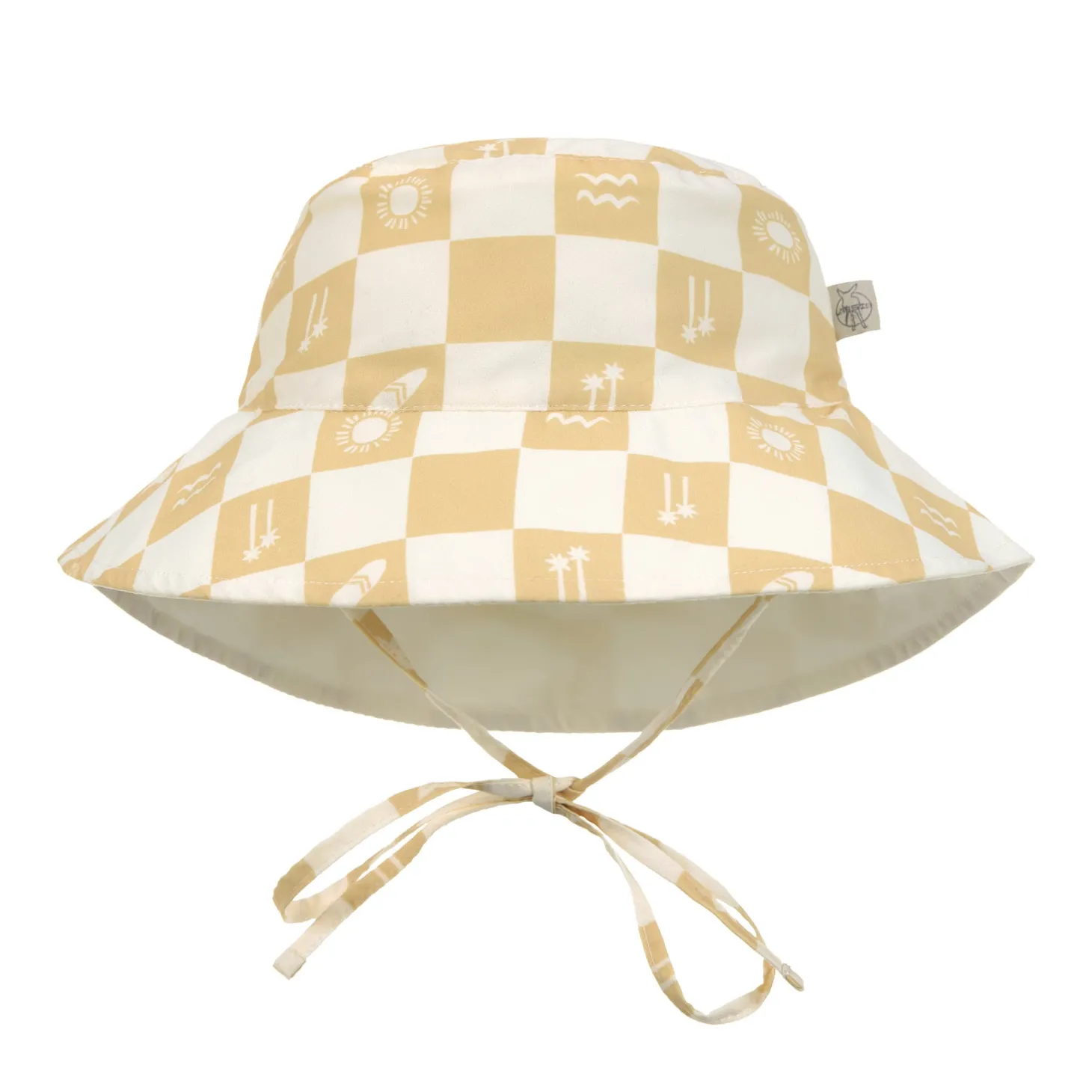 Lässig Chapeau anti-UV motifs à carreaux Vanille/Écru 7-18 mois