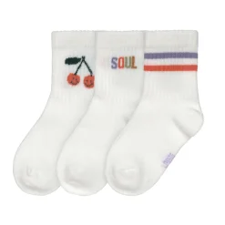 Lässig                    Chaussettes Kids de Tennis 3 pcs Cerise    Blanc            23 - 26 mois