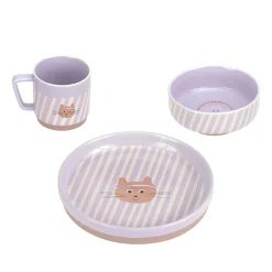 Lässig                    Coffret repas en porcelaine Tiny Team Chat    Lilac
