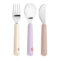 Lässig                    Couverts en silicone 3 pcs Tiny Team Chat    Lilac