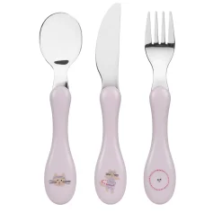 Lässig                    Couverts inox 3 pcs Tiny Team Chat    Rose