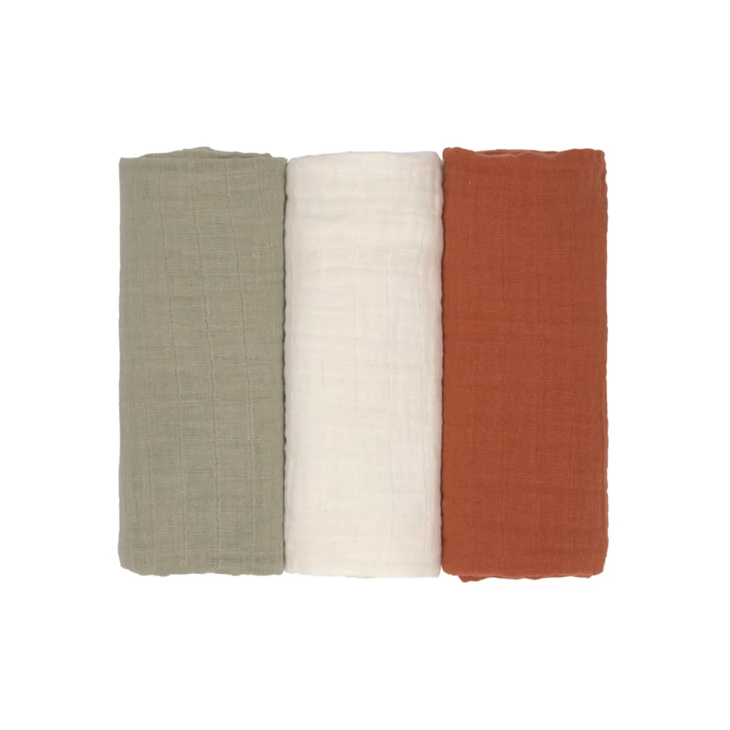 Lässig Lange mousseline M Uni Olive/Blanc Sé/Rouille, 60x60 cm
