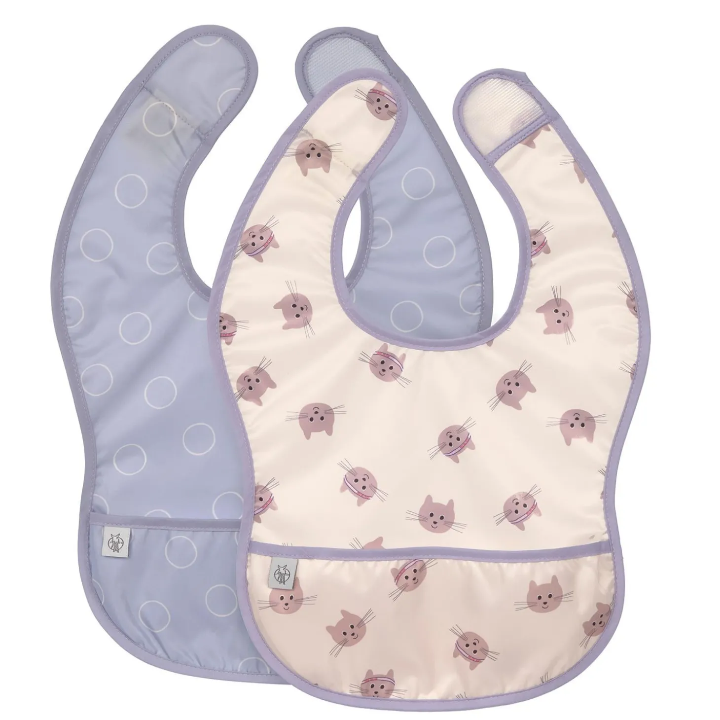 Lässig Lot de 2 bavoirs av. poche Tiny Team Chat Lilac 6-24 mois