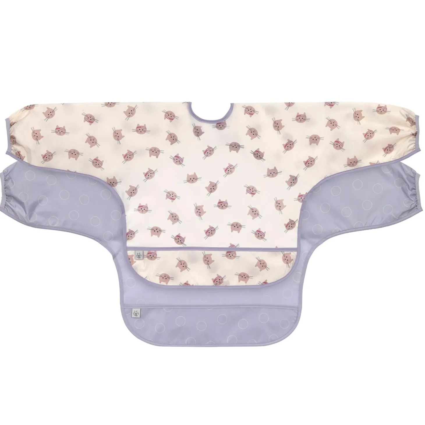 Lässig Lot de 2 bavoirs manches longues Tiny Team Chat Lilac 6-24 mois