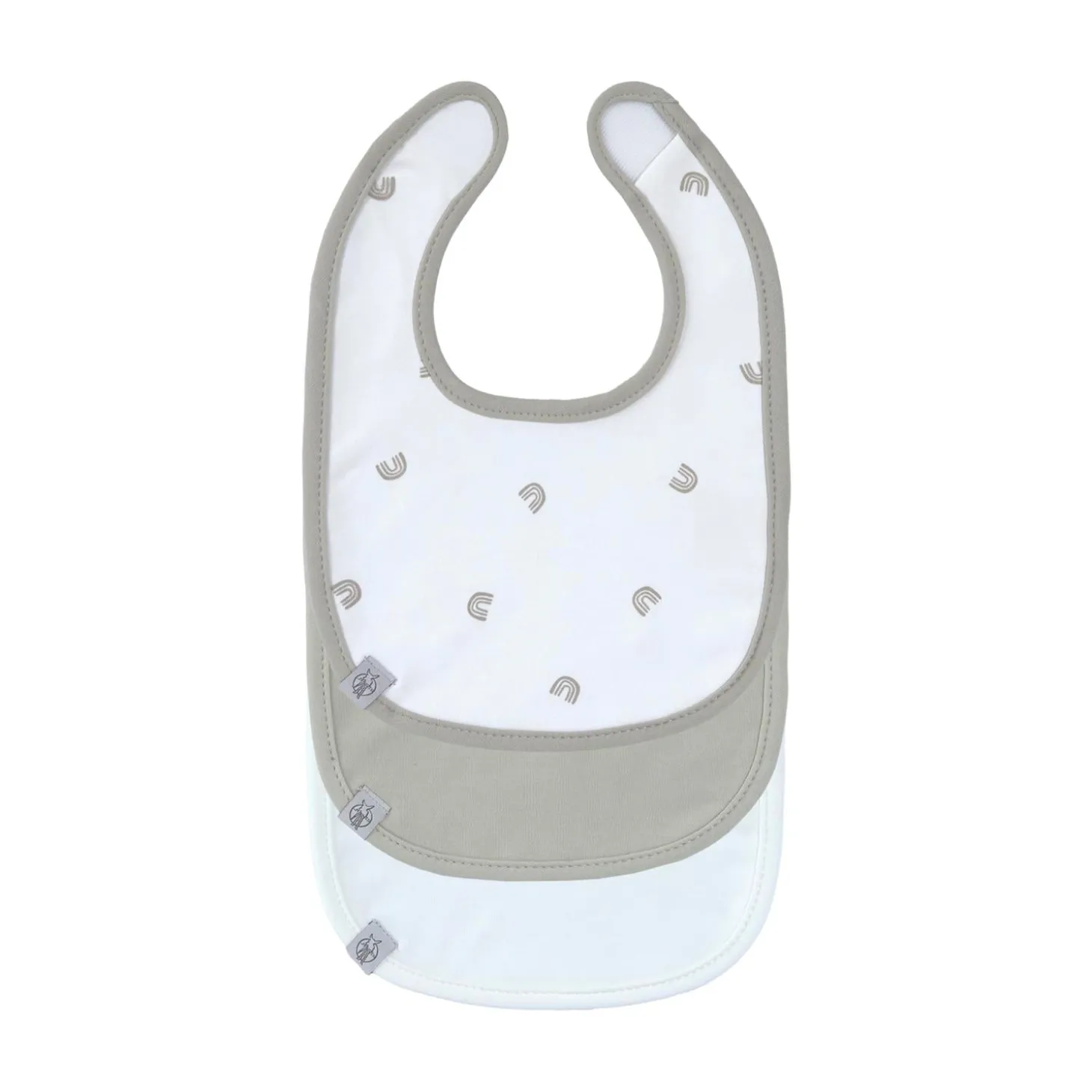 Lässig Lot de 3 bavoirs naissance Arc En Ciel Taupe