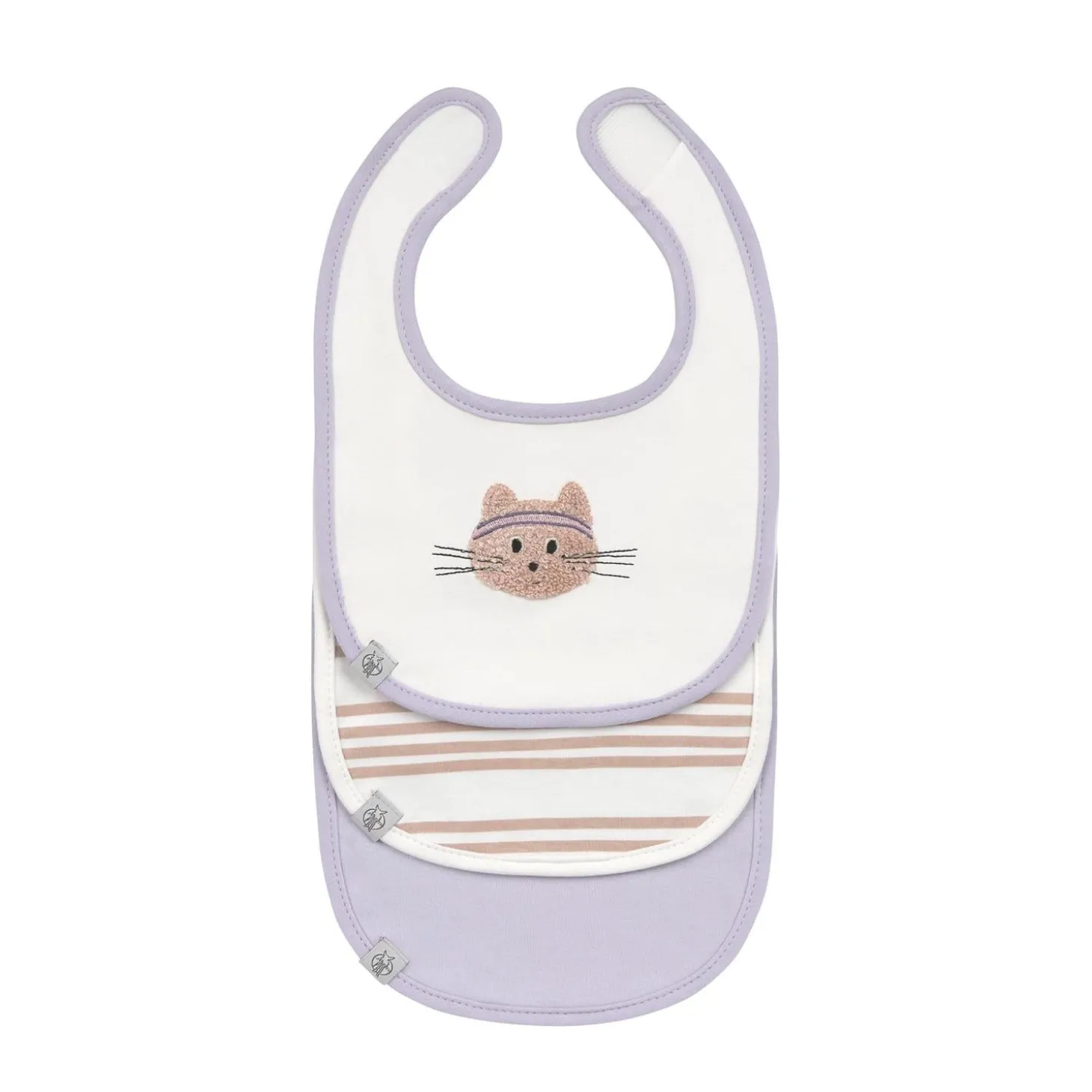 Lässig Lot de 3 bavoirs naissance Tiny Team Chat Lilac