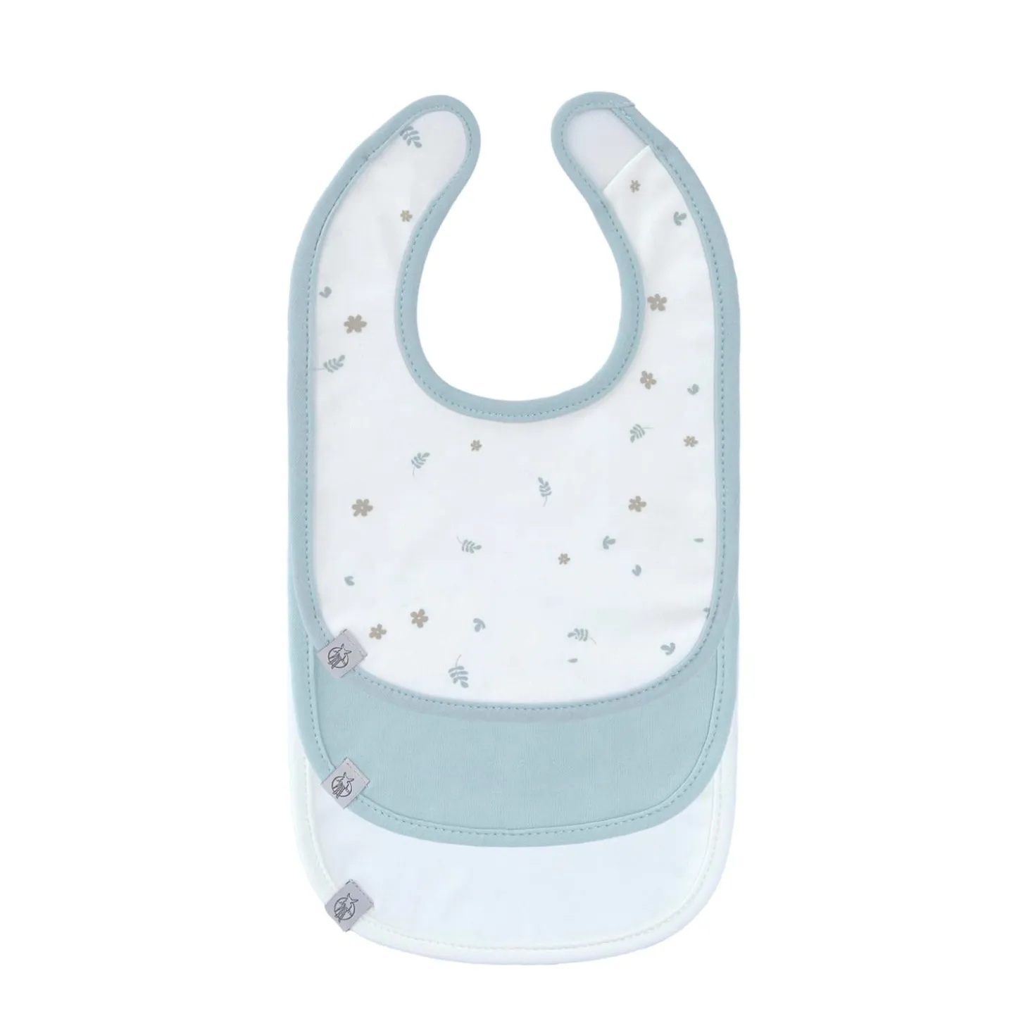 Lässig Lot de 3 bavoirs naissance Floral Bleu