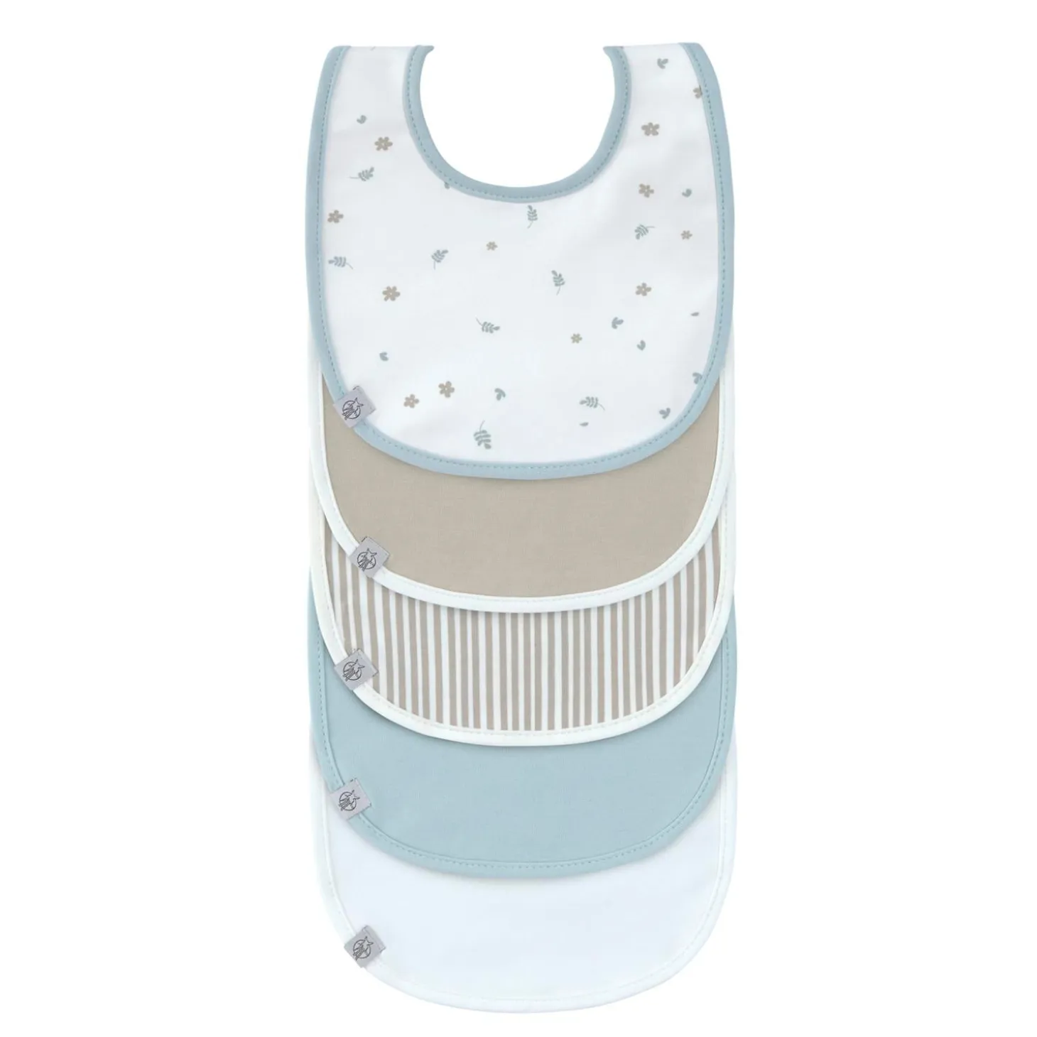 Lässig Lot de 5 bavoirs éponge Floral Bleu