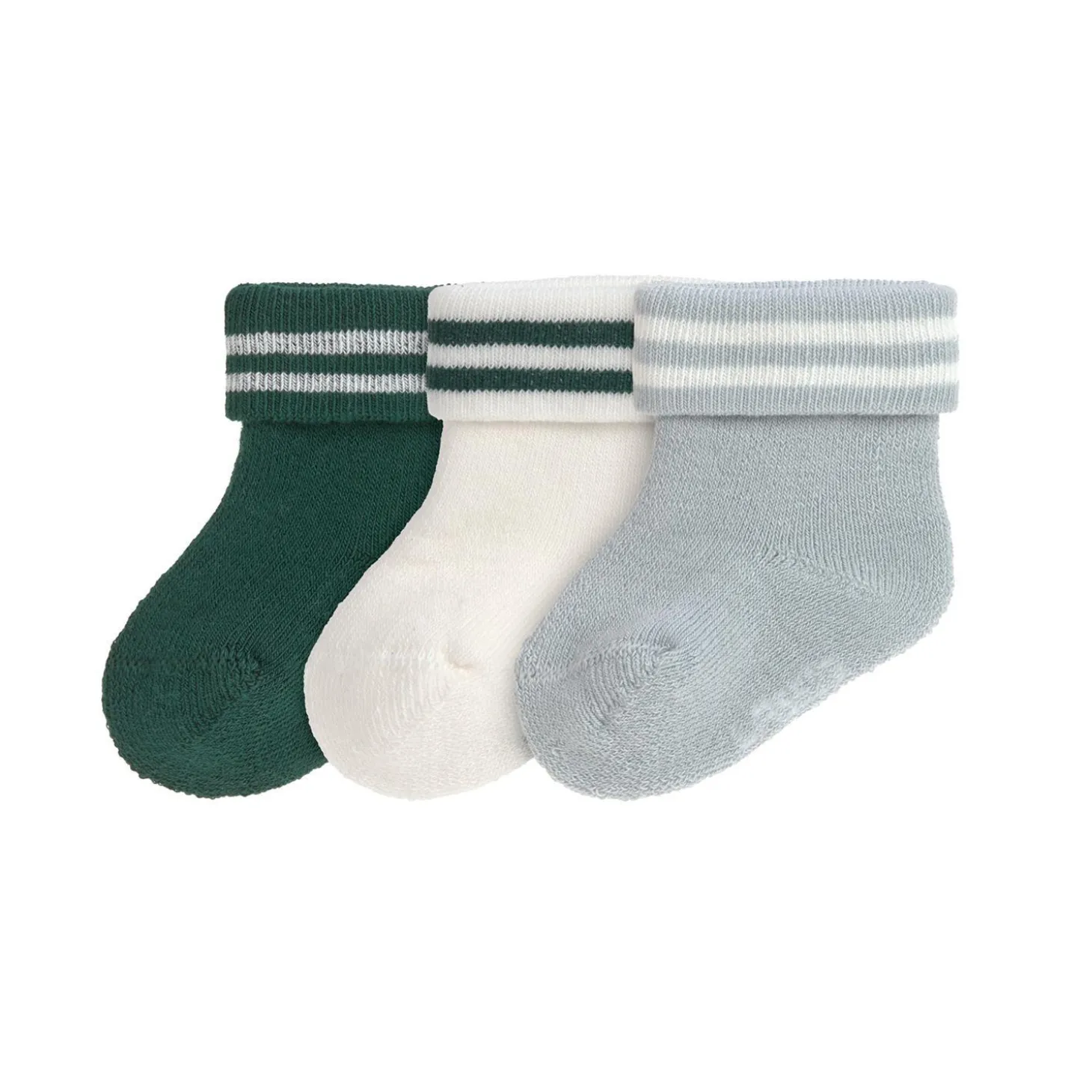 Lässig Lot de 3 chaussettes Terry Rayures Vert Foncé/Bleu Clair 19 - 22 mois