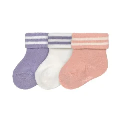 Lässig                    Lot de 3 chaussettes Terry Rayures    Lilas Clair/Pêche
