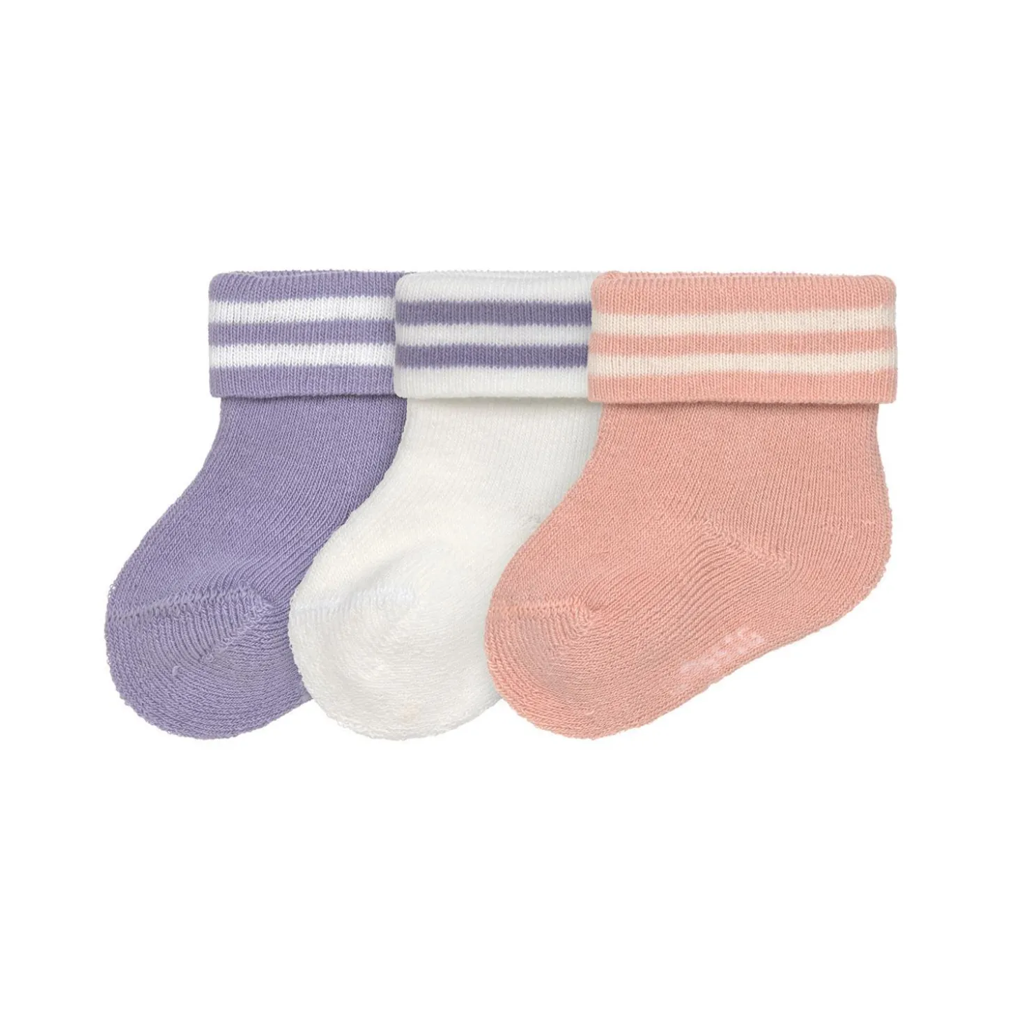 Lässig Lot de 3 chaussettes Terry Rayures Lilas Clair/Pêche