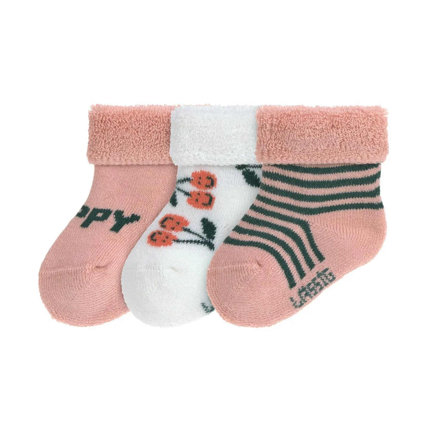 Lässig Lot de 3 chaussettes Terry Cerise Pêche